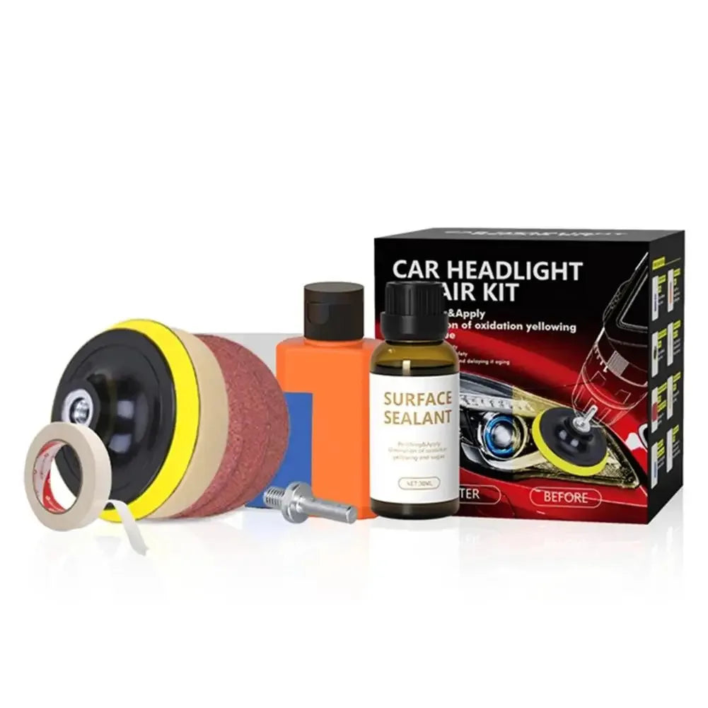 Kit de restauración de faros de coche, abrillantador químico, pulidor de faros, restaurador, juego de pasta de pulido, cera para lijado de faros de coche