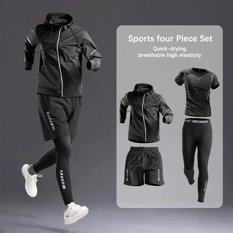 Conjunto deportivo para hombre para todas las estaciones: chándal para correr, andar en bicicleta, hacer ejercicio y senderismo, ropa de gimnasio para hombre, trotar y boxear (5 piezas)