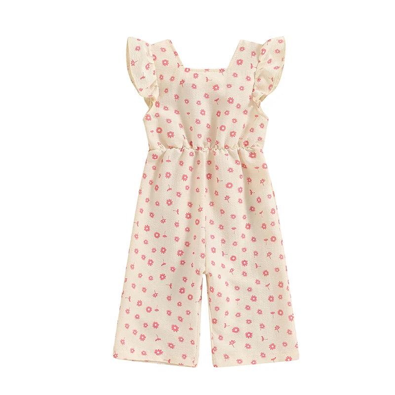 Ropa para niños pequeños, monos de verano para niñas, monos de algodón con estampado floral, sin espalda y con lazo, ropa para bebés