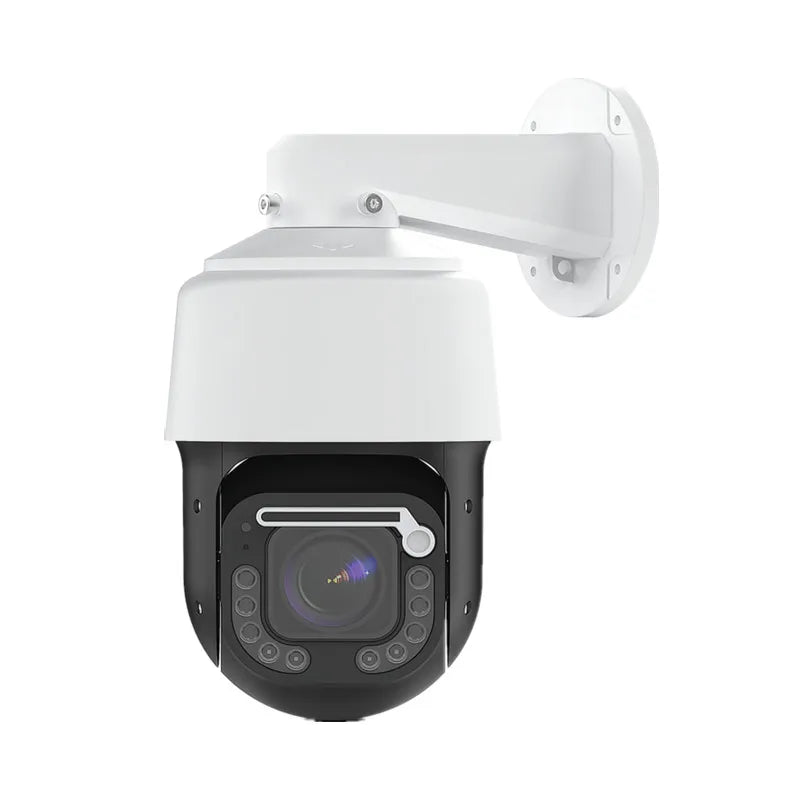 Cámara IP domo PTZ de alta velocidad 4K PoE para exteriores con zoom 990X, seguimiento de personas y vehículos con IA, protocolo Hikvision y 8MP.