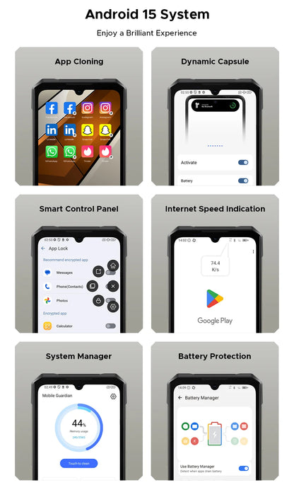 Teléfono resistente DOOGEE S200 Max, 16 GB + 512 GB, batería de 22000 mAh, procesador Dimensity 7050, pantalla de 6,72" a 120 Hz, pantalla trasera de 1,32", linterna dual.