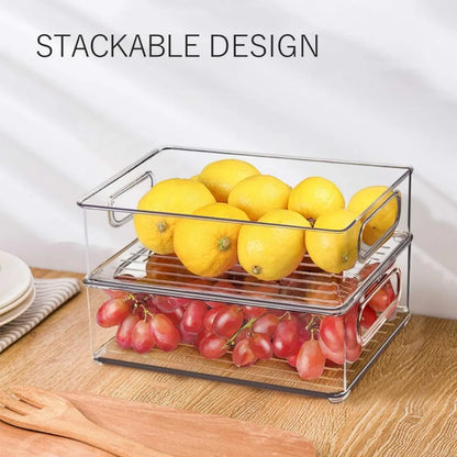 1/2/3 contenedores transparentes para despensa con asas, organizadores apilables para refrigerador, contenedores organizadores para gabinetes o refrigeradores