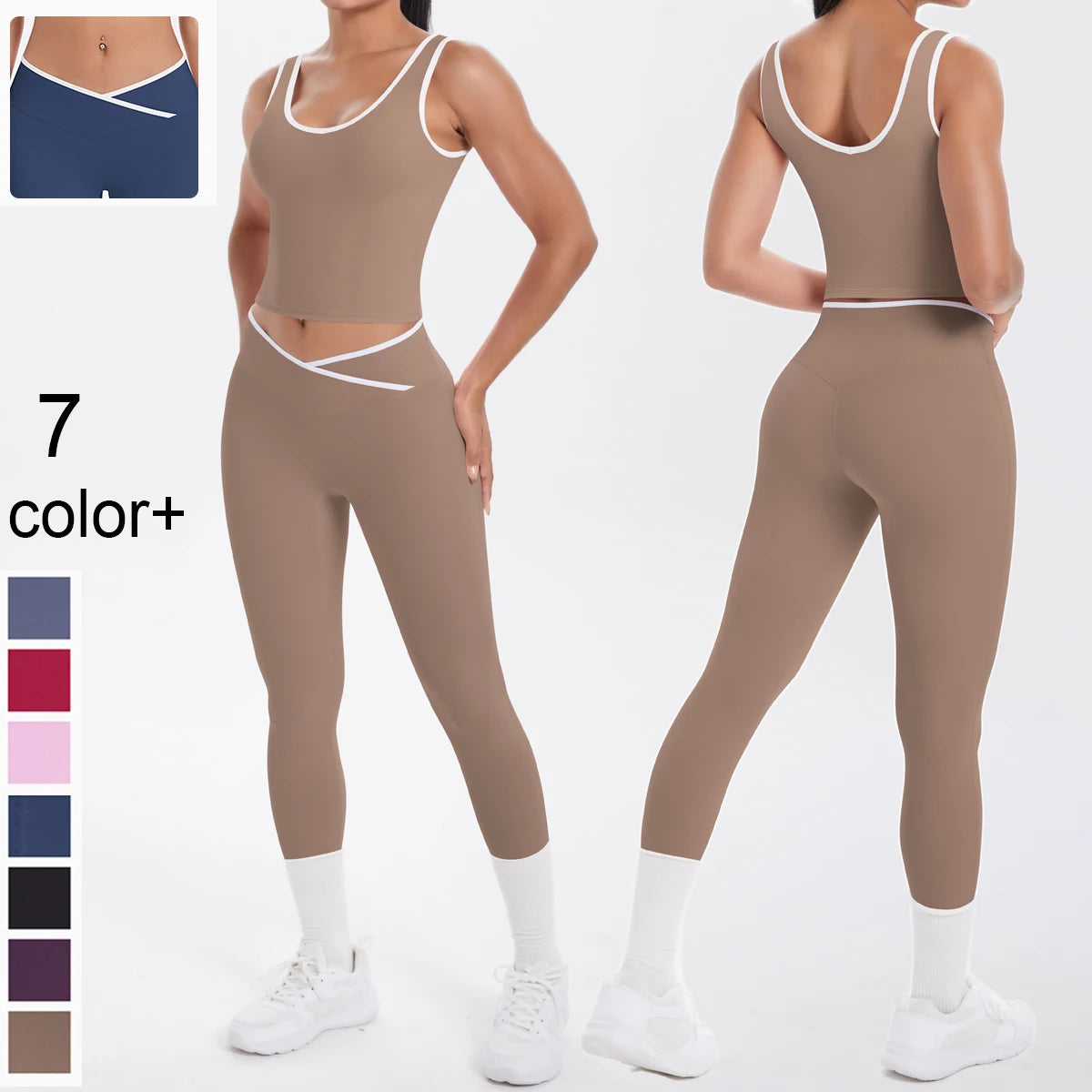 Conjunto de 2 piezas de pantalones de yoga con espalda descubierta y leggings para correr, de cintura alta, con estampado de melocotón y glúteos, para fitness y deportes.