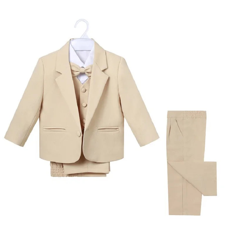 Conjunto de ropa formal de moda para bebé: chaqueta, camisa, chaleco, pajarita y pantalón, 5 piezas, para fiesta, de 0 a 2 años