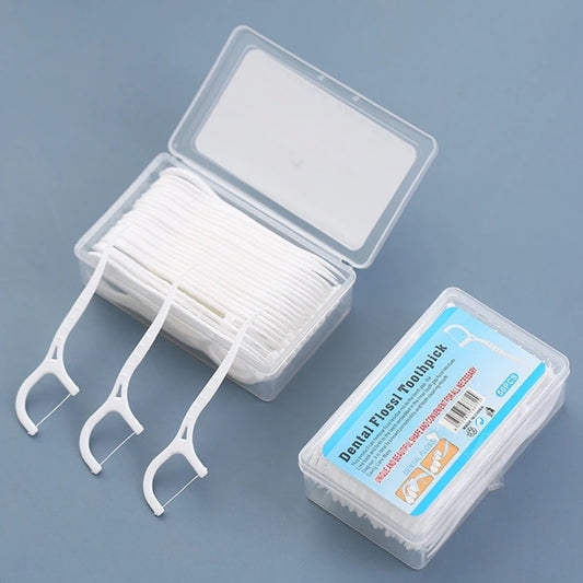 50/100 piezas de palillos de hilo dental, palillos de dientes, cepillos interdentales para limpieza dental, herramienta de higiene bucal.
