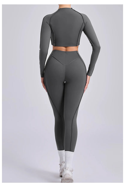 Yoga Set Workout Tracksuits 2 Pieces Gym Clothes Sportswear Yoga Suits For Women Fitness Set Sports Long Sleeved Gym Leggings