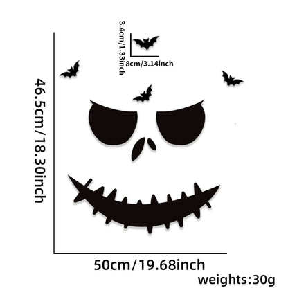 Pegatinas para puerta de habitación, decoración de Halloween, decoración de ventana, esqueleto, mano, calabaza, bricolaje, sombrero de bruja diablo, pegatinas para ventana de vidrio, fantasma