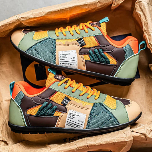 Zapatillas deportivas informales de gran tamaño para hombre, transpirables, versión mejorada, temporada de verano, estilo popular transfronterizo, planas, con cordones y hasta el tobillo.