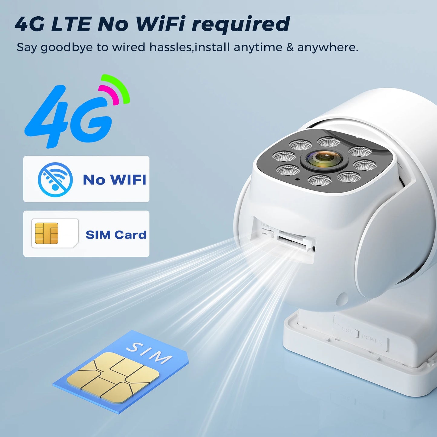 Cámara solar BESDER 4G con tarjeta SIM, 4MP, AOV, grabación de vídeo 24/7, batería de 9000mAh, detección humana, cámara IP de videovigilancia iCSee