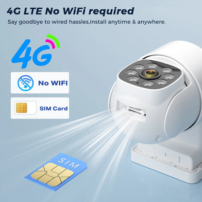 Cámara solar BESDER 4G con tarjeta SIM, 4MP, AOV, grabación de vídeo 24/7, batería de 9000mAh, detección humana, cámara IP de videovigilancia iCSee