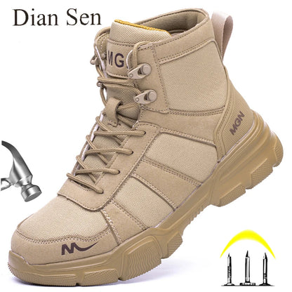 Botas de trabajo, zapatos de seguridad indestructibles, zapatos con punta de acero para hombre, zapatillas antipinchazos, zapatos de trabajo antideslizantes para mujer, botas tácticas para hombre