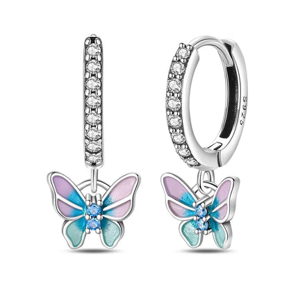 Pendientes de plata de ley 925 con diseño de mariposa, abeja, mariquita y flor de arcoíris para mujer, joyería de moda para fiestas de cumpleaños, regalos