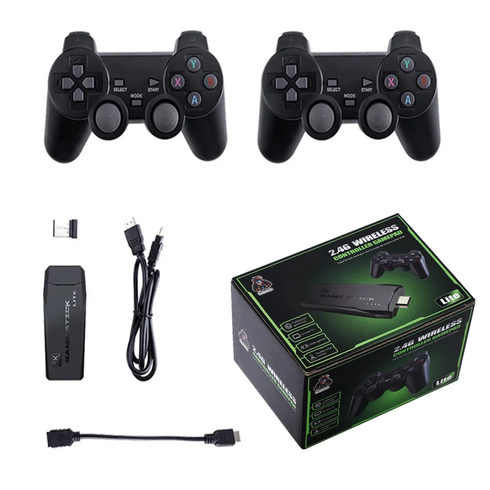 Consola de videojuegos 2.4G con doble mando inalámbrico, 4K, 10.000 juegos, 64 juegos retro de 32 GB para PS1/GBA, regalo de Navidad para niño.