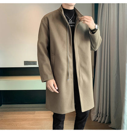 2025 Autumn Winter Men Long Coat Windbreaker Casual Loose  Solid Color Trench Men Fashion Korean Style Mens Jackets Outerwear