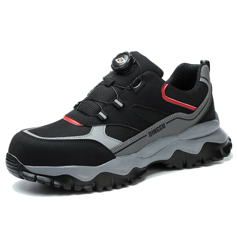 Zapatillas ligeras y transpirables con punta de acero para hombre, calzado de seguridad con protección antigolpes y antiperforación, con botones giratorios.