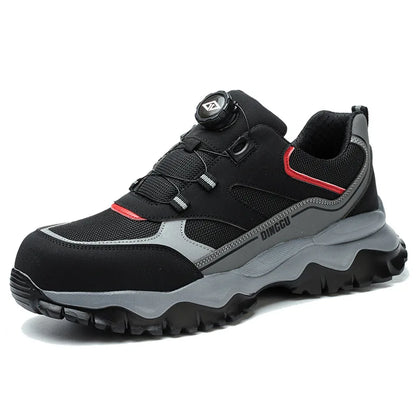 Zapatillas ligeras y transpirables con punta de acero para hombre, calzado de seguridad con protección antigolpes y antiperforación, con botones giratorios.