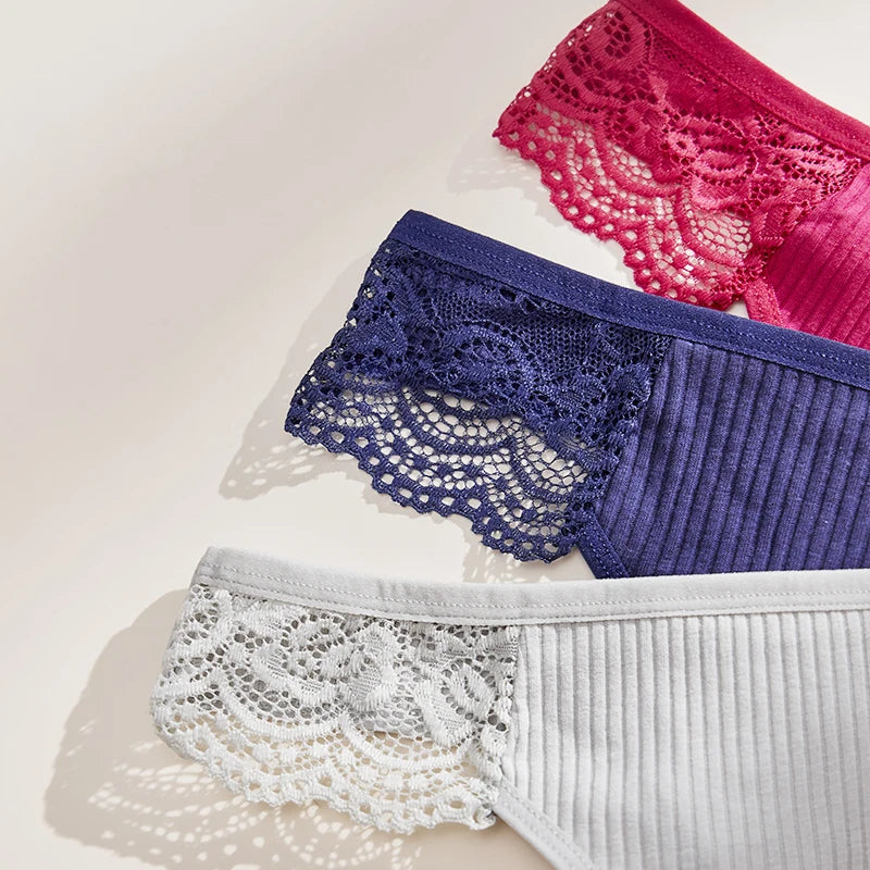 3 bragas de algodón antibacterianas para mujer, de color liso, de secado rápido, suaves, sexys y transpirables.