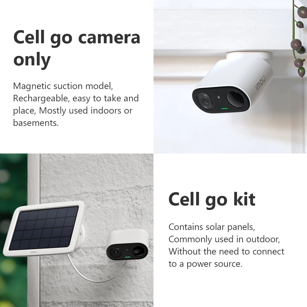 Kit IMOU Cell Go Full Color con panel solar, cámara recargable, Wi-Fi, cámaras de vigilancia exterior, detección humana PIR, IP65