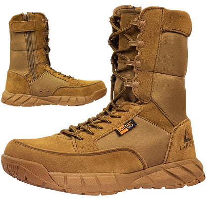 Botas tácticas ligeras originales LAHORS para hombre con cremallera, ideales para entrenamiento de combate, cordones, impermeables, transpirables y aptas para senderismo y actividades al aire libre.