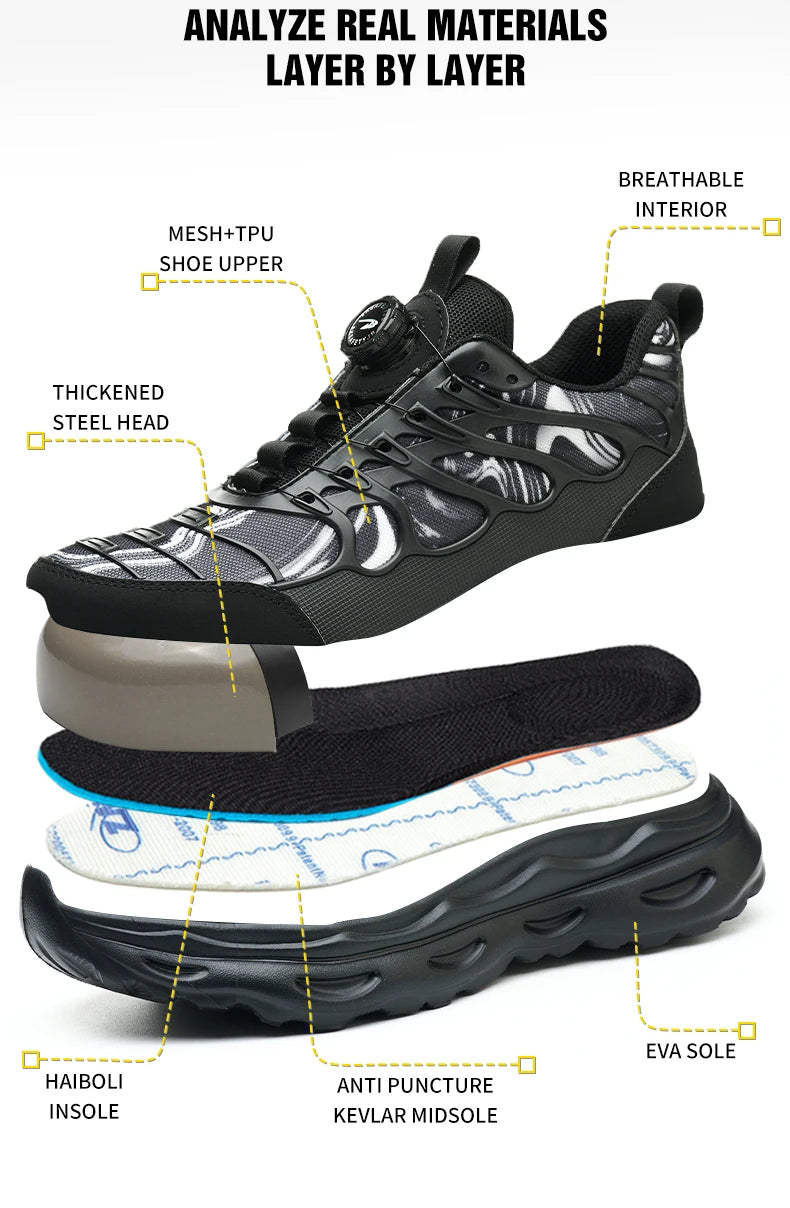 Calzado de seguridad talla 47 48 para hombre y mujer, zapatos de trabajo con puntera de acero, ligeros, botas de seguridad indestructibles, zapatillas de trabajo.