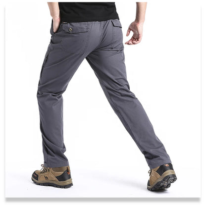 Pantalones cargo de algodón de alta calidad para hombre, pantalones tácticos informales con múltiples bolsillos para primavera y otoño, para acampar al aire libre, senderismo y trabajo.