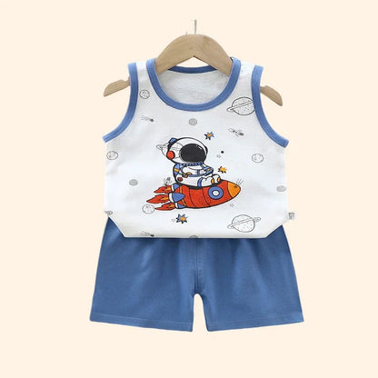 Conjuntos para niños, ropa para niños, chaleco, traje de verano para niñas, ropa para bebés, camisetas de algodón, pantalones cortos, camiseta sin mangas