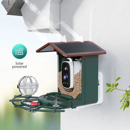 Cámara para comedero de pájaros 4MP 2K HD, captura de vídeo de aves, WiFi, alimentación solar, visión nocturna, observación de aves, alertas instantáneas