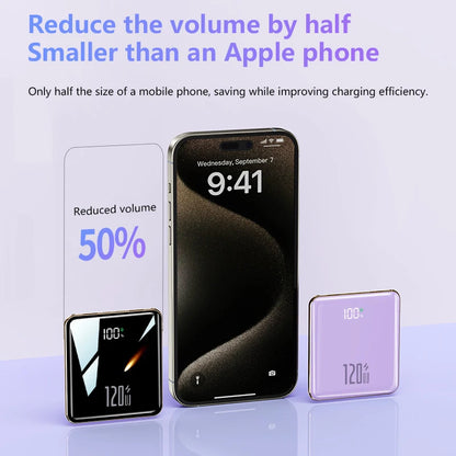 Xiaomi - Mini banco de energía de 500.000 mAh, gran capacidad, carga súper rápida, batería externa con 4 cables integrados para iPhone, Samsung y Xiaomi.