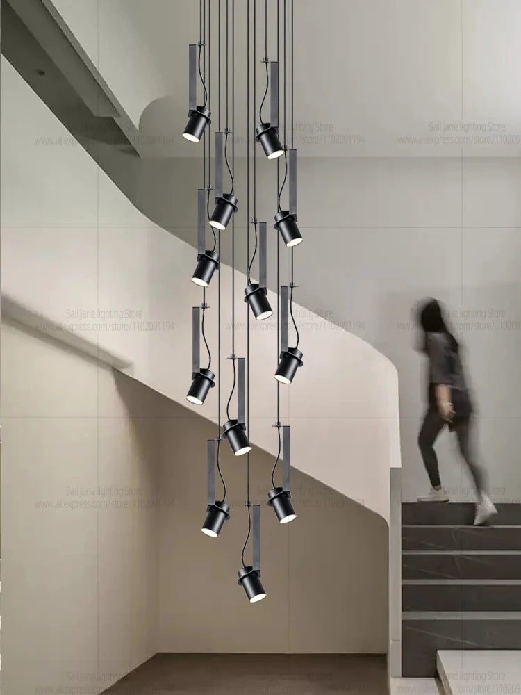 Focos LED Lámpara de araña Minimalista Moderna Iluminación para sala de estar Decoración del hogar Lámpara colgante para restaurante Lámpara colgante para escaleras