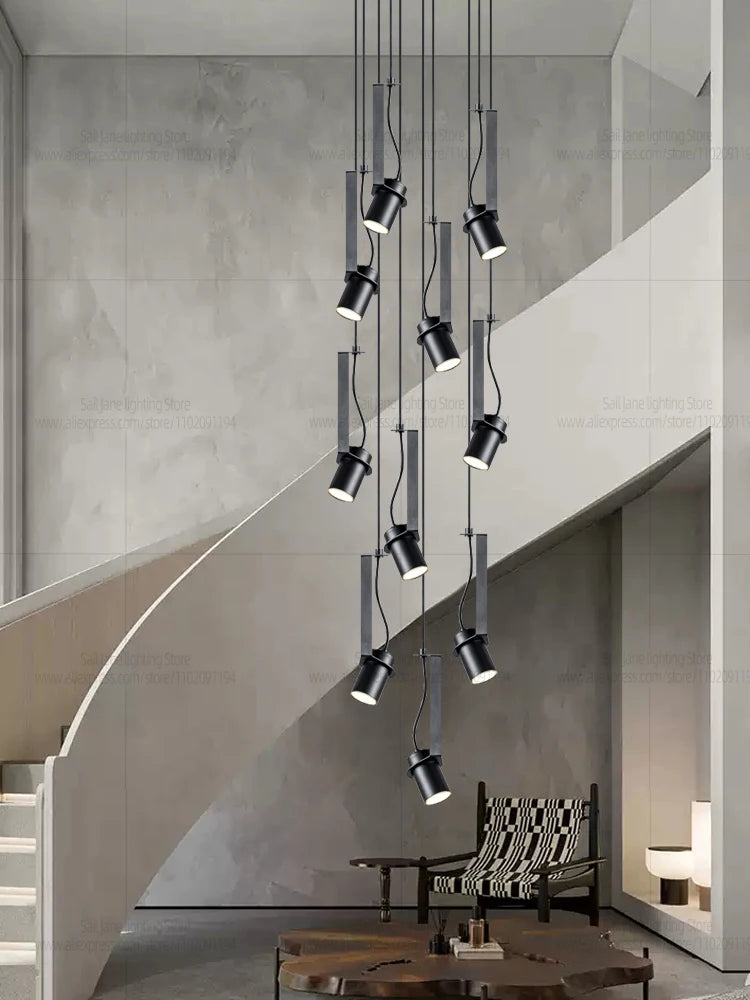 Focos LED Lámpara de araña Minimalista Moderna Iluminación para sala de estar Decoración del hogar Lámpara colgante para restaurante Lámpara colgante para escaleras