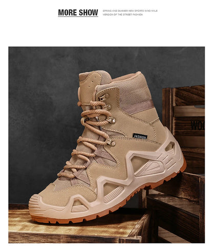 Botas tácticas para hombre con correas para entrenamiento de combate, impermeables, transpirables, ideales para senderismo y uso multifuncional en motocicleta.