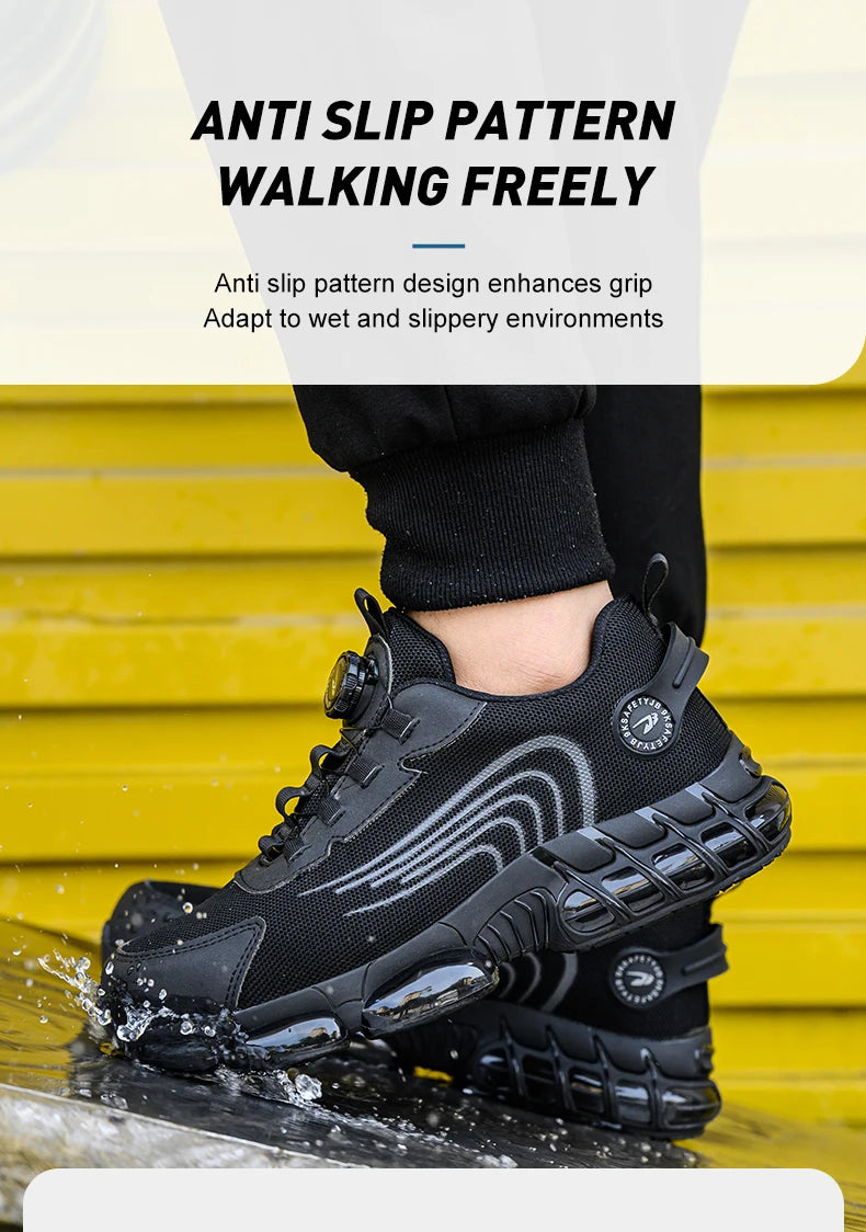 Small Size Rotary Buckle Work Safety Shoes For Men Air Soft Sole Lightweight Protective Work Sneakers Men and Women Shoes