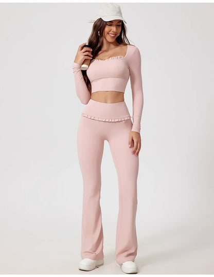 Pantalones deportivos rosas para mujer Cloud Hide Leisure, ideales para entrenamiento en casa, yoga, gimnasio, fitness, correr, con cintura alta y estilo urbano.