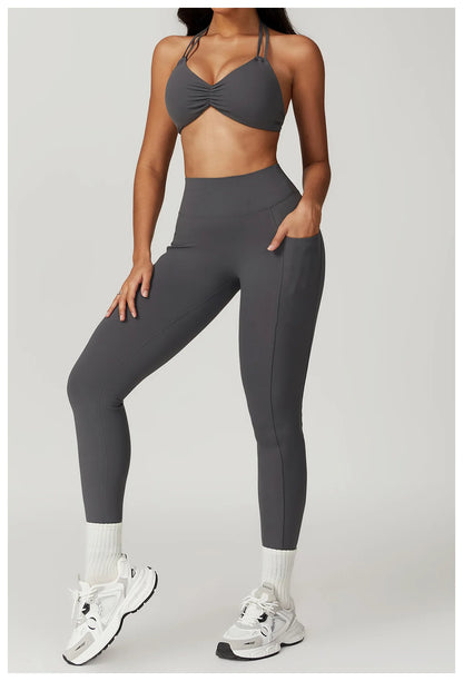V-shaped Back Yoga Pants High Waist Leggings Gym Workout Tights Sport Women Fitness Female Legging Tummy Control Running Tights