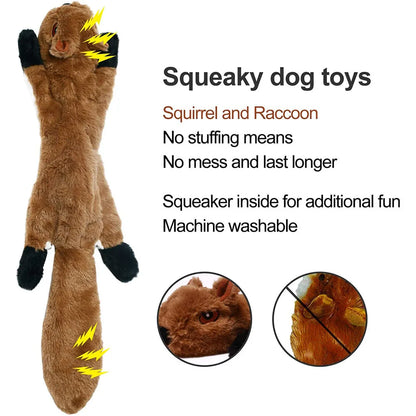 Divertido juguete de imitación de animal sin relleno para perros con chirriadores, duradero, de peluche sin relleno, con sonido chirriante, para masticar y arrugar.