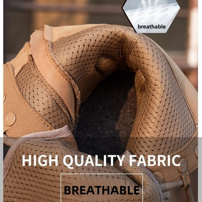 Botas impermeables de piel de vacuno para hombre, ideales para senderismo, escalada y actividades al aire libre en verano. Resistentes al desgaste, antideslizantes y con cremallera lateral. Diseño moderno con cordones.