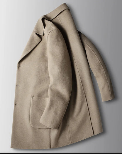 Brand Top Quality Double-Sided Woolen Men's Coat Autumn Winter Business Casual 71.8% Wool Male Medium Long Hommnre Coat