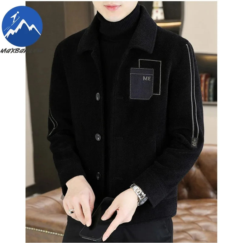 Chaqueta corta de lana Maxbarley para hombre, estilo otoño/invierno, abrigo de trabajo, estilo coreano casual, grueso, moderno y cálido.