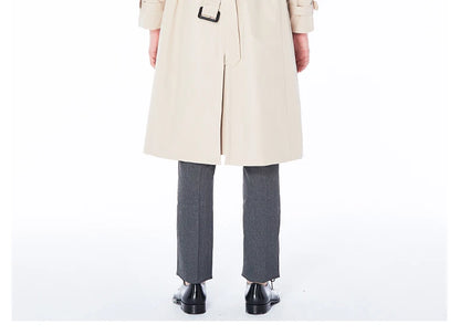 Super long windbreaker down liner  weatherproof men's trench coat British trend black trench coat men's casual coat