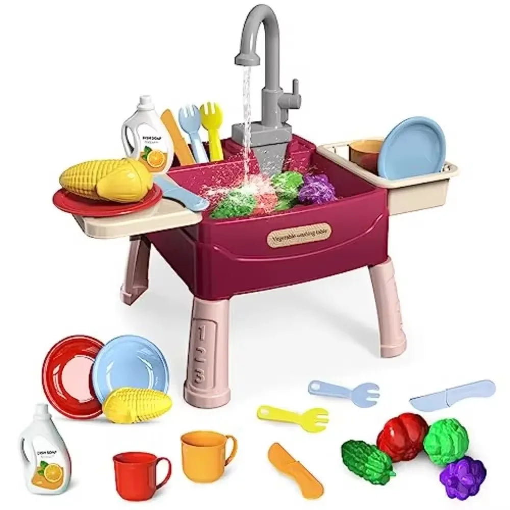 Juguetes para niños en casa, educación temprana, cocina, simulación, lavavajillas eléctrico, mesa, toma de agua, juguetes para lavar verduras