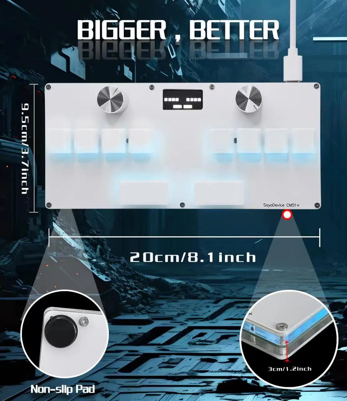 CM51 SayoDevice OSU DJ MAX OUTEMU/Gateron Switches Interruptores magnéticos de disparo rápido Teclado con perilla Pantalla Copiar Pegar Shotcut