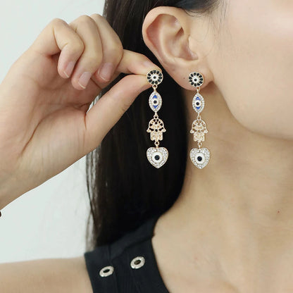 Pendientes de gota de ojo de demonio de cristal de moda euroamericana, joyería mística de ojo azul para mujer