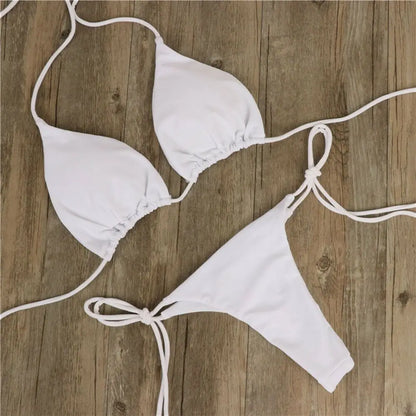 Conjunto de lencería sexy para mujer, top corto, sujetador y braguita, color liso, push up, tanga transparente