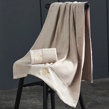 Toallas de baño de algodón de 140 x 70 cm, toalla de ducha grande y gruesa, regalo bordado, azul, blanco, marrón, negro, verde y gris.