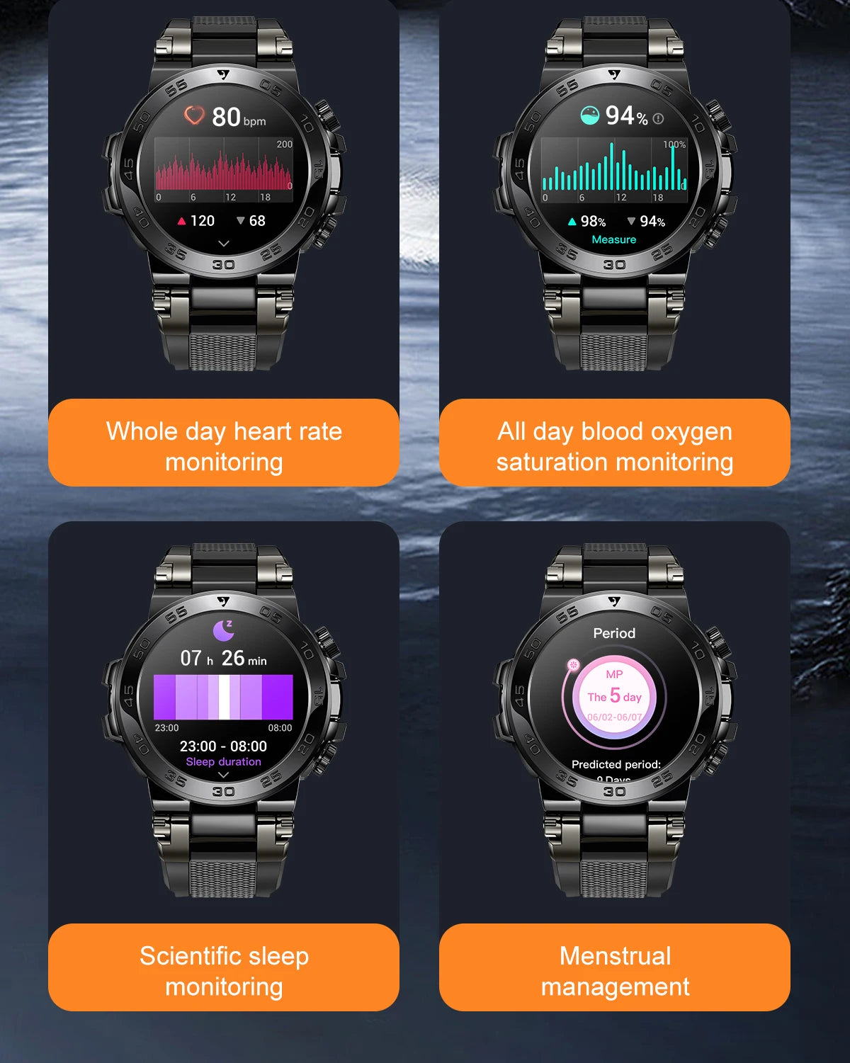 Nuevo reloj inteligente de negocios para hombre, pulsera impermeable de moda, reloj deportivo de lujo con monitor de ritmo cardíaco y sueño, reloj inteligente militar.