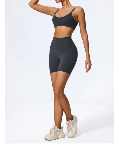 Ctenkevet - Conjunto deportivo de 2 piezas sin mangas para mujer, de verano, para gimnasio, yoga, de cintura alta, transpirable, mallas deportivas para mujer