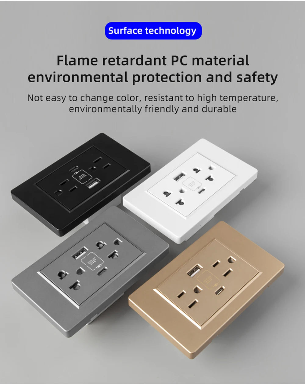 Adaptador de enchufe de pared USB Herepow serie 118 estándar estadounidense de Tailandia, tipo C, carga rápida de 3.1 A para electrodomésticos inteligentes Google Home