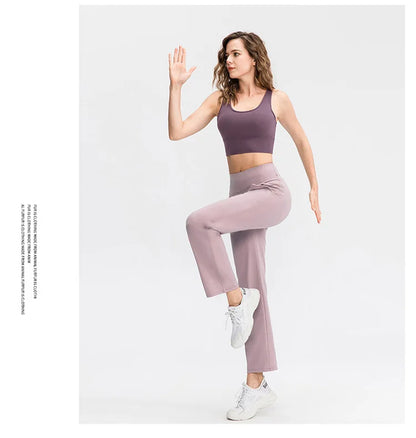 Pantalones deportivos para mujer, estilo casual, para yoga, holgados, de talle alto, elásticos, para entrenamiento físico, rectos, para correr, Yu02334