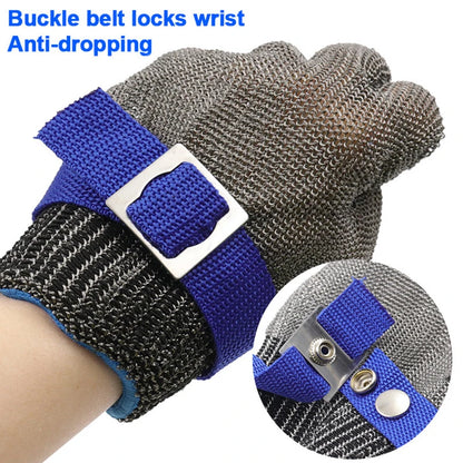 Guante de metal, guante de acero inoxidable, guante de acero inoxidable, guante de malla metálica resistente a cortes, guante para cortar carne, trabajo con motosierra