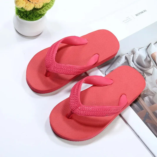 Chanclas de verano para niños 2025, zapatillas de playa de colores brillantes, zapatillas de casa unisex, material EVA de color puro